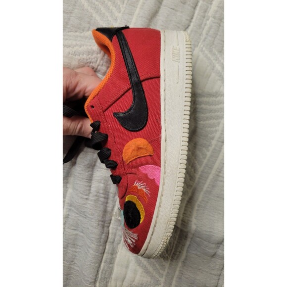 Nike Air Force 1 Low “Year of the Tiger” Kids 3Y Red Canvas Cat Face Sneakers - Picture 8 of 10